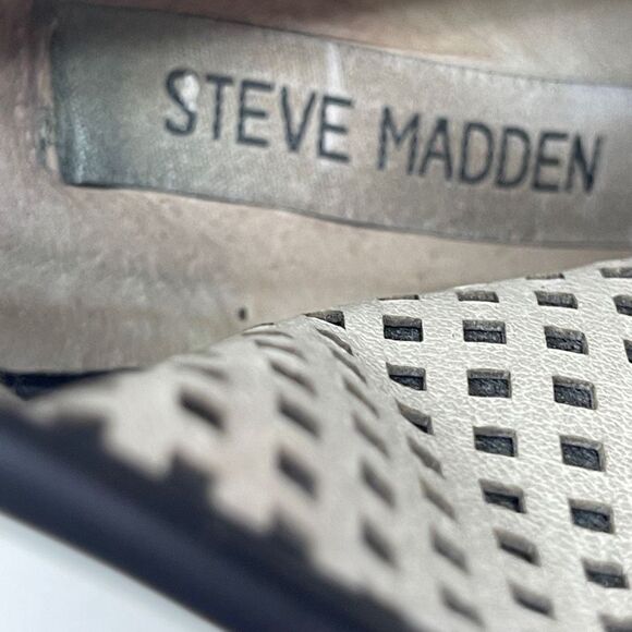 Steve Madden Women's Ankle Peep Toe Booties Block Heels Black Leather EU 38 - Picture 8 of 9